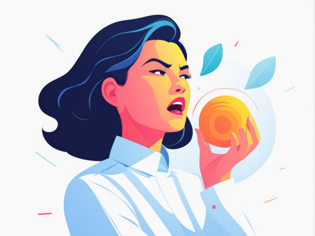 A person exclaiming with a glowing object in their handsの素材