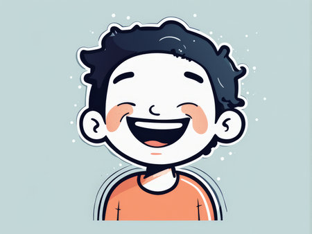 An animated illustration of a joyful laughing childの素材