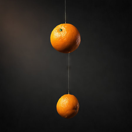 a vertical shot of hanging orangea orangeの素材