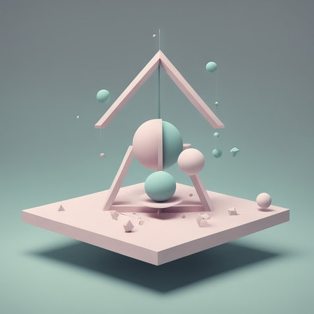 geometric composition of figures, 3d illustrationの素材