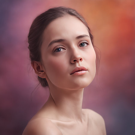 beautiful woman portrait with perfect skin and natural makeupの素材