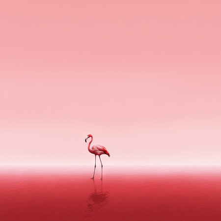 flamingo bird on lake waterの素材