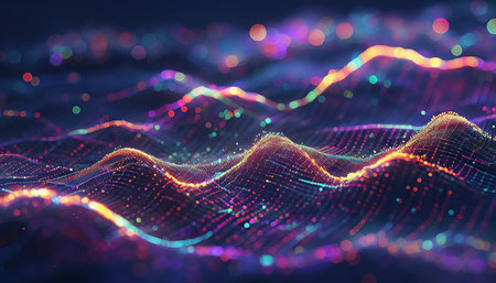 3d abstract background. glowing wave linesの素材