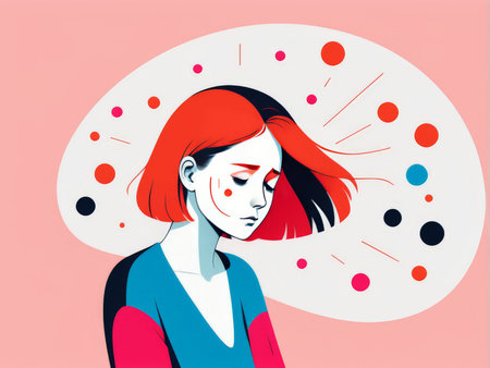 Vector illustration of a beautiful girl with red hair and blue eyes.の素材