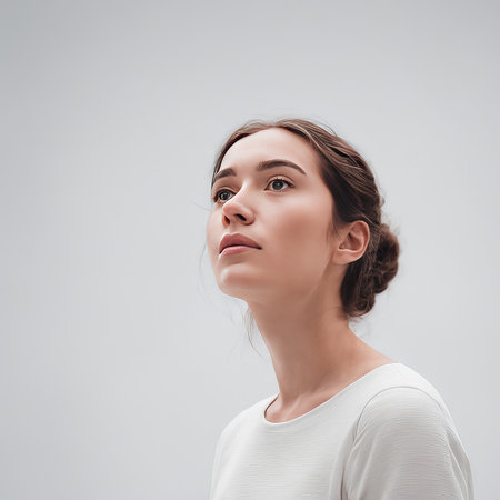 beautiful young woman with short haircut.beautiful haircut.の素材