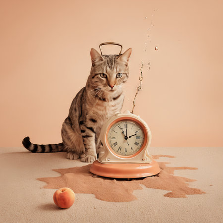 a cute cat with cup of tea and glass coffee. high quality photos photoの素材