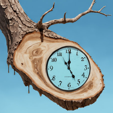 tree clock with a broken treetreeの素材