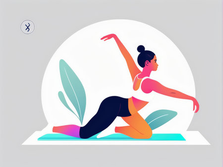 A person performing a yoga pose on a matの素材