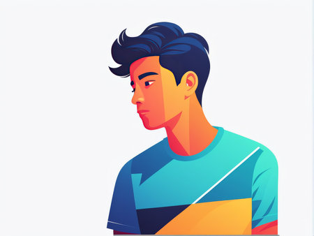 Handsome young man. Vector illustration in a flat style.の素材