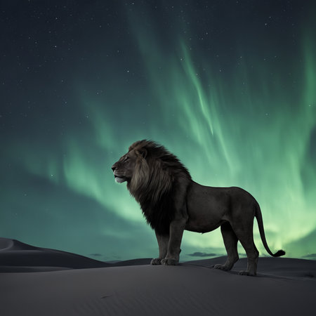 silhouette of a lion in the nightの素材