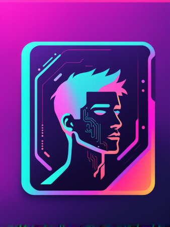 A stylized representation of a futuristic humanoid with integrated circuitryの素材