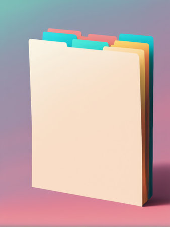 Colorful file folders against a gradient backgroundの素材