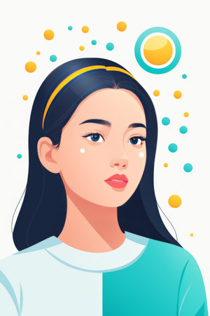 A digitally illustrated character with a modern and cheerful aestheticの素材