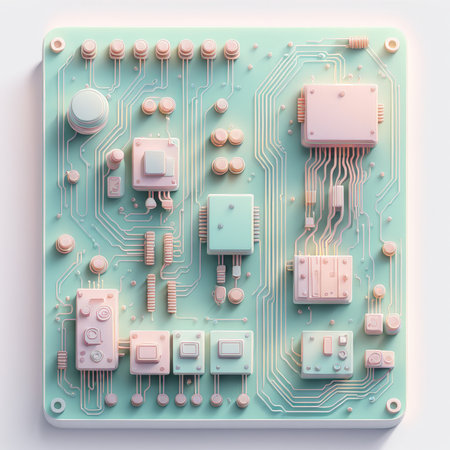 3d image of a computer chip on white surfaceの素材