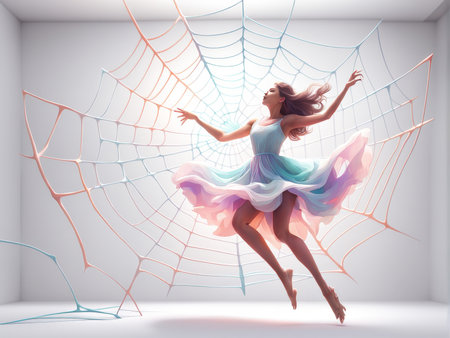 3d illustration, dancing woman dancing, flying ballet dancer, dance, ballet, dancerの素材