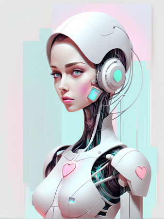 3d image of a futuristic robotの素材