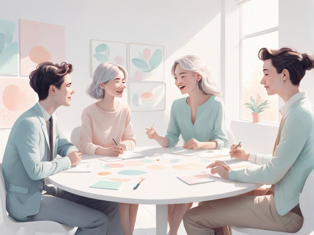 business team discussing project in officeの素材