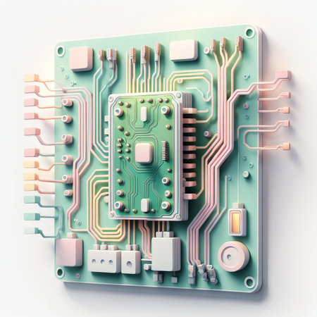 electronic circuit board with computer chipの素材