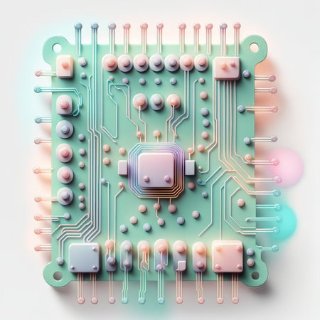 circuit board with processor. 3d imageの素材