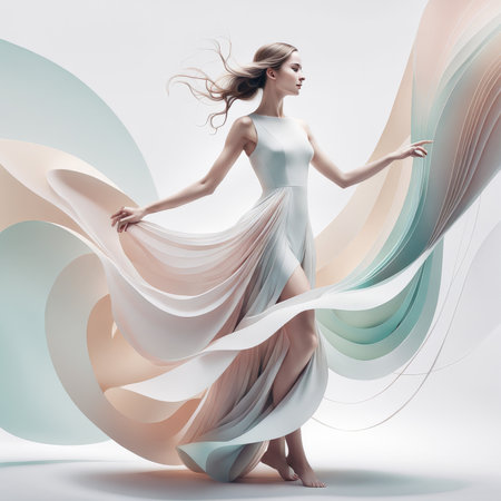 beautiful woman with long wavy hairの素材