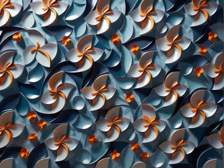 3d image of plastic background tile with colorful fractal seed patternの素材