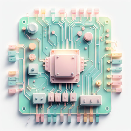 circuit board on a white background, computer motherboardの素材