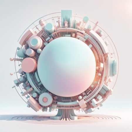 futuristic technology background with globe. 3d image.の素材