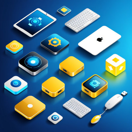 isometric icons with 3d imageの素材