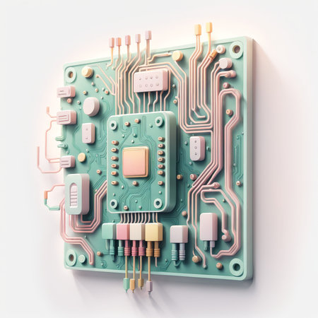 circuit board. high - tech technology concept 3d illustration.の素材