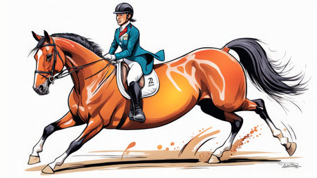 horse rider in a white uniform. vector illustrationの素材