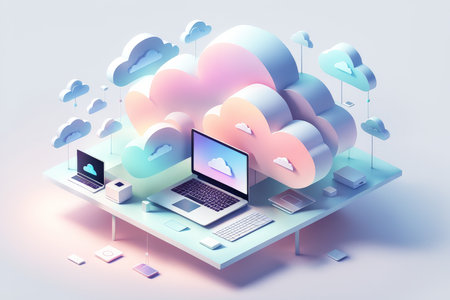 cloud computing concept. 3d image.の素材