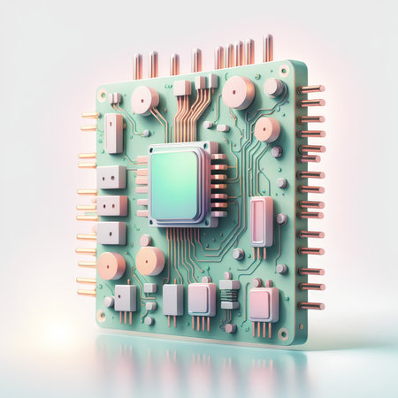 circuit board. 3d image.の素材