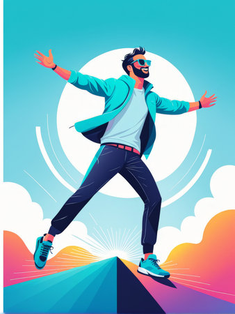 man jumping on the cityman cityの素材