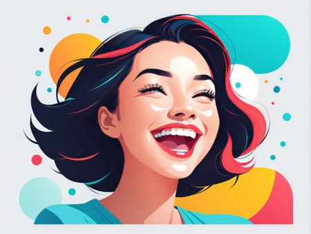 Beautiful young woman face. Vector illustration in cartoon comic style.の素材