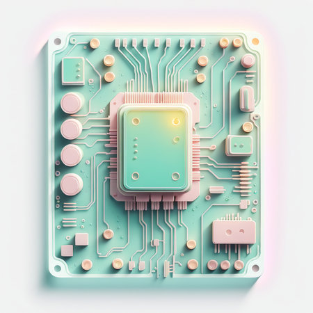 circuit board computer motherboard. 3d image. hardware digital chip.の素材