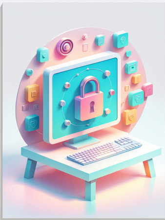 internet security. 3d illustration.の素材