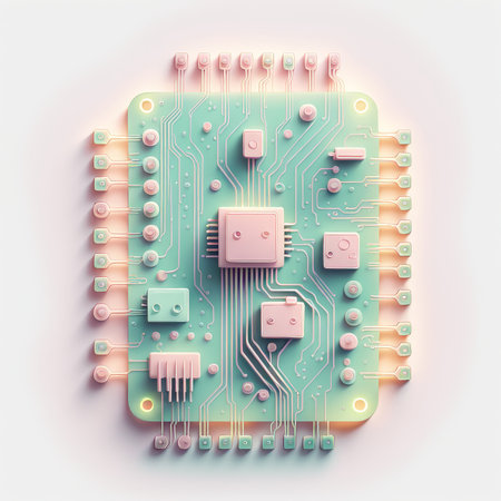 3d image of computer circuit board. microboard.の素材