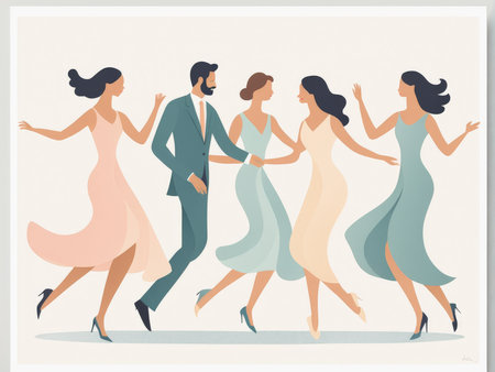 vector illustration of dancing peopleの素材