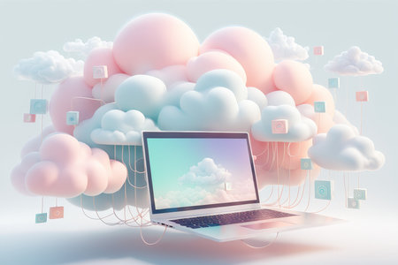 3d illustration of cloud computing concept.の素材