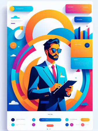 businessman with glasses in the office computer.の素材