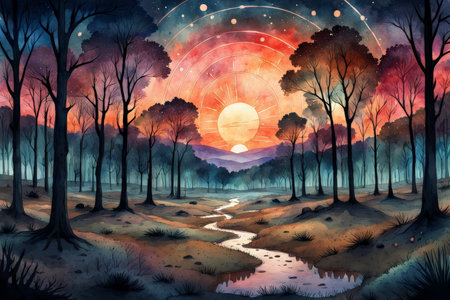 forest in the eveningの素材