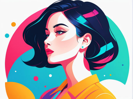 fashion girl portrait. woman. pop art.の素材