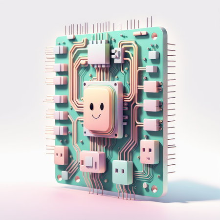 3d illustration of the electronic circuit board, computer chipの素材