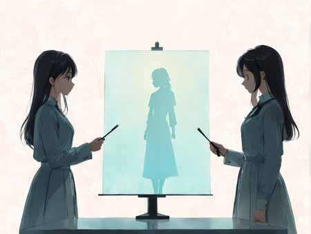 silhouette of a female doctor with syringeの素材