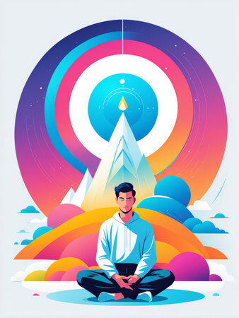 man meditating in lotus poseの素材