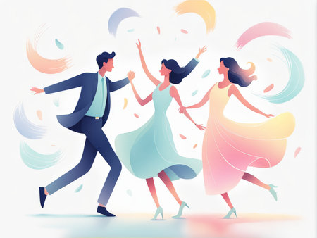 people dancing on party with people, vector illustrationの素材