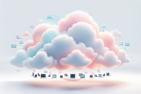 cloud and computing concept, digital data transfer storage.の素材