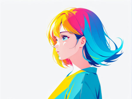 vector illustration of a girl in pink dressの素材