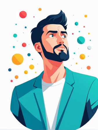 businessman in a suit with beard, vector illustration.の素材
