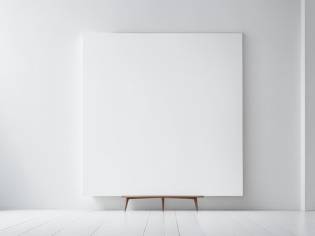 blank poster with empty canvas. mock up, 3d imageの素材
